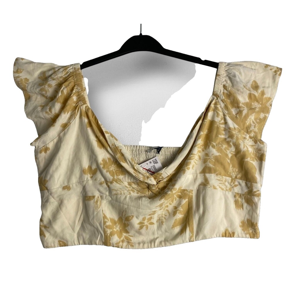NWT American Eagle Women's Smocked Crop Top Beige Floral size XXL‎
